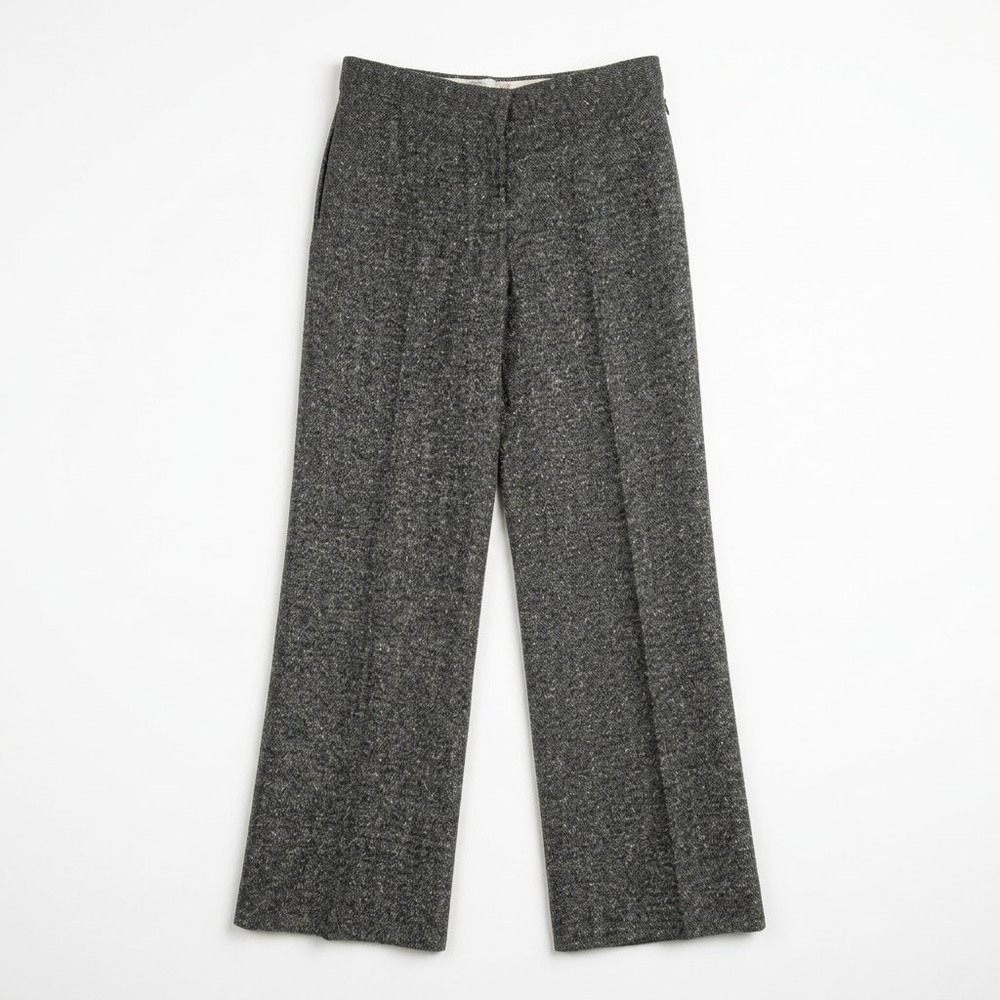 Poleci Anthropologie Wide Leg Flare Pants Women's Size 6 Tweed Gray